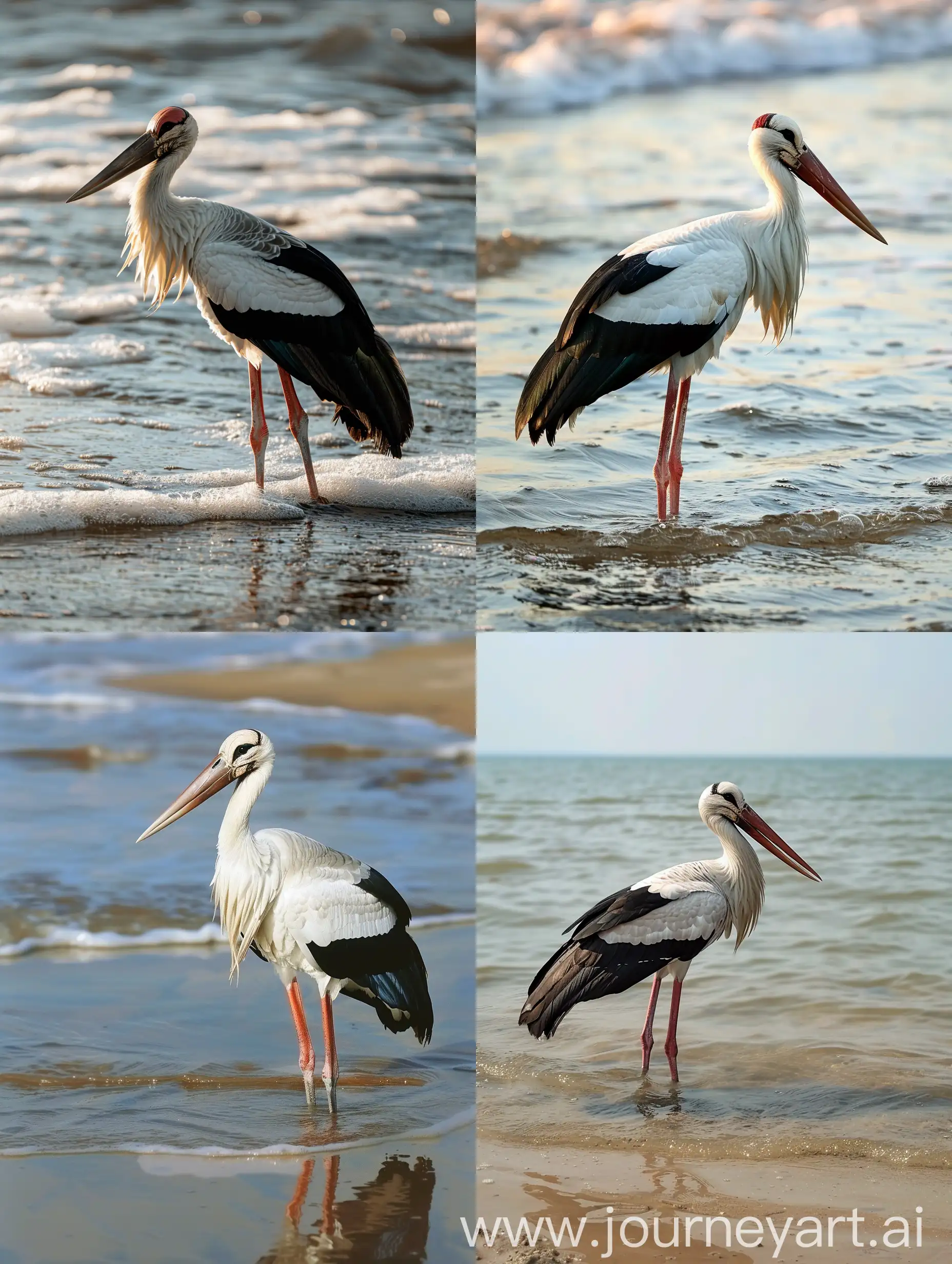 Stork-Wading-in-Serene-Waters-near-the-Shore