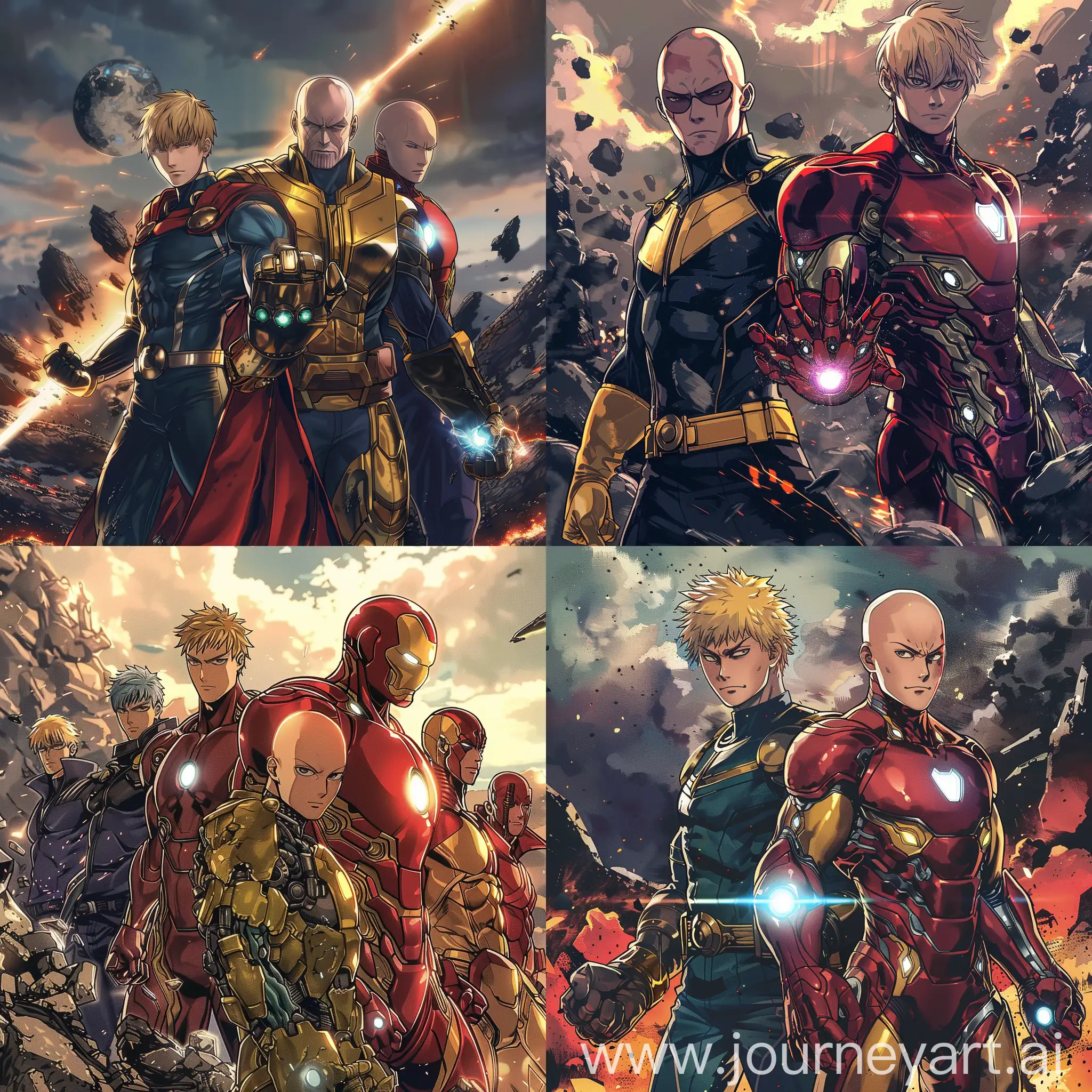 Saitama and Genos joined the Avengers team to defeat Thanos.