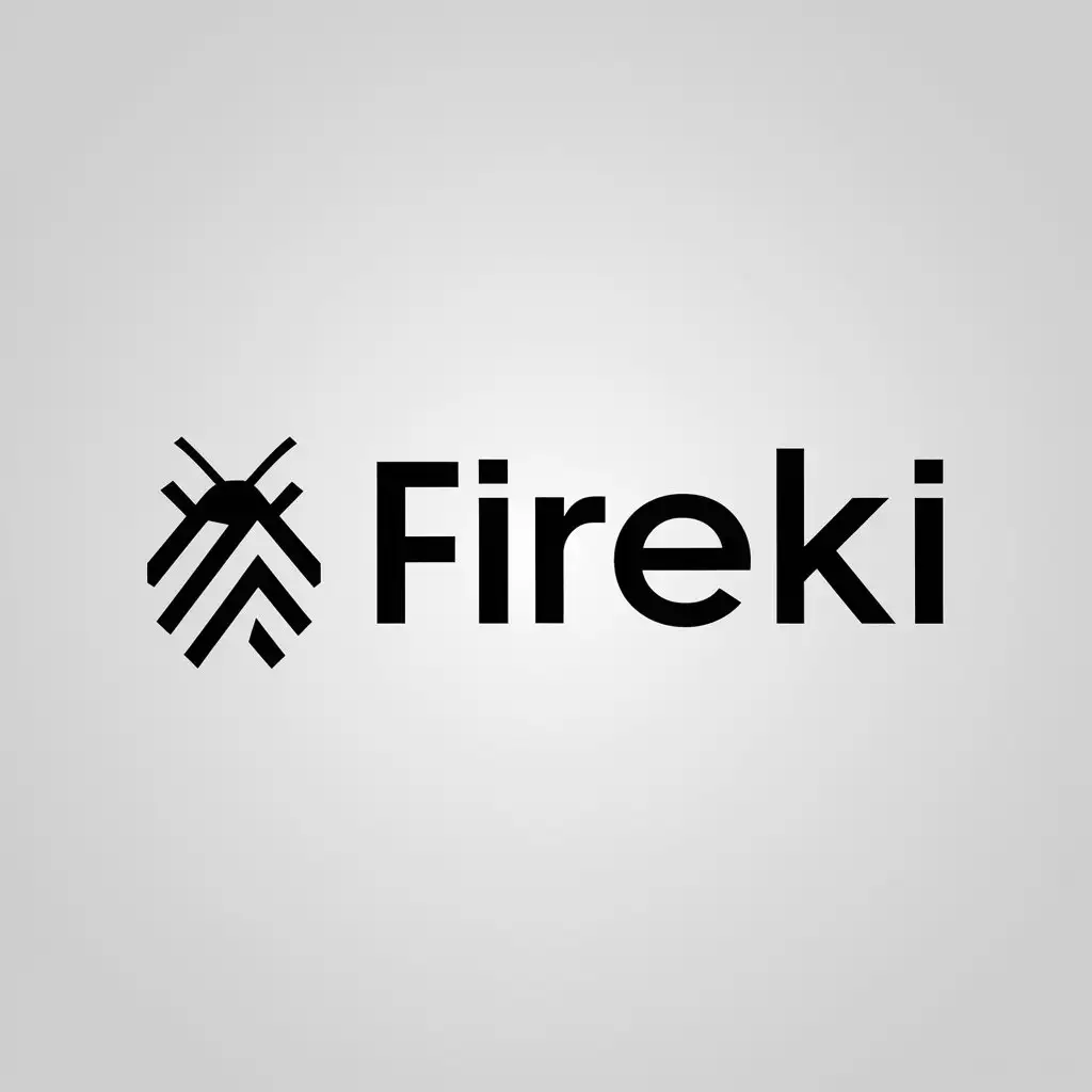 a logo design,with the text "FireKi", main symbol:lightning bug,Minimalistic,be used in Technology industry,clear background