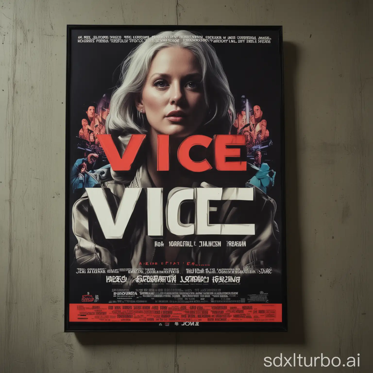 a movie trailer poster in a vice