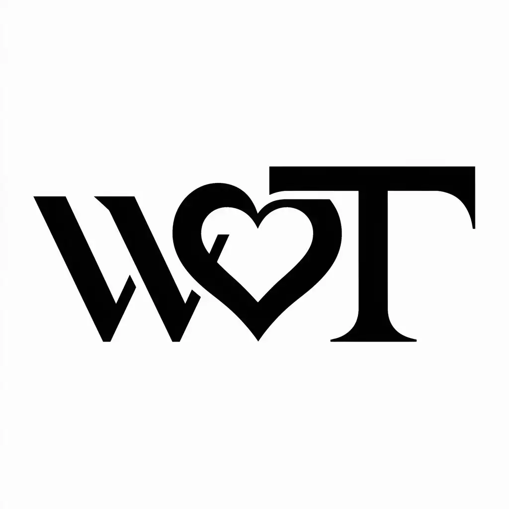 a logo design,with the text "WT", main symbol:love,complex,be used in Entertainment industry,clear background