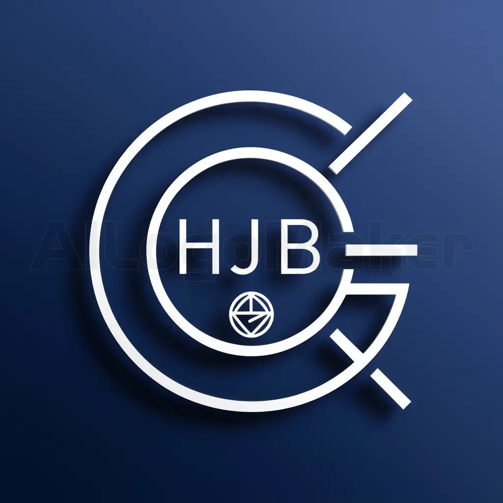 a logo design,with the text "HJB", main symbol:Generate a logo for HJB GEO, a company specializing in vehicle tracking and geolocation services. The logo should be primarily blue, featuring a simple and modern design. It should include a circle at the center with the letters 'HJB' inside it, using a clear, sans-serif font for readability. This circle should be placed within a large 'G' that integrates seamlessly into the design, symbolizing geolocation. To convey the vehicle tracking aspect, incorporate a subtle GPS or map icon within or around the circle. The overall style should be minimalist, with sharp, well-defined lines and a professional appearance, conveying trust and reliability.,Moderate,be used in Technology industry,clear background