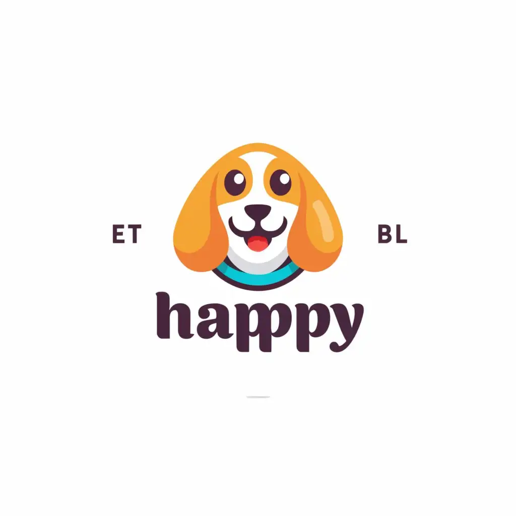 a logo design,with the text "happy", main symbol:dog,Moderate,be used in Real Estate industry,clear background