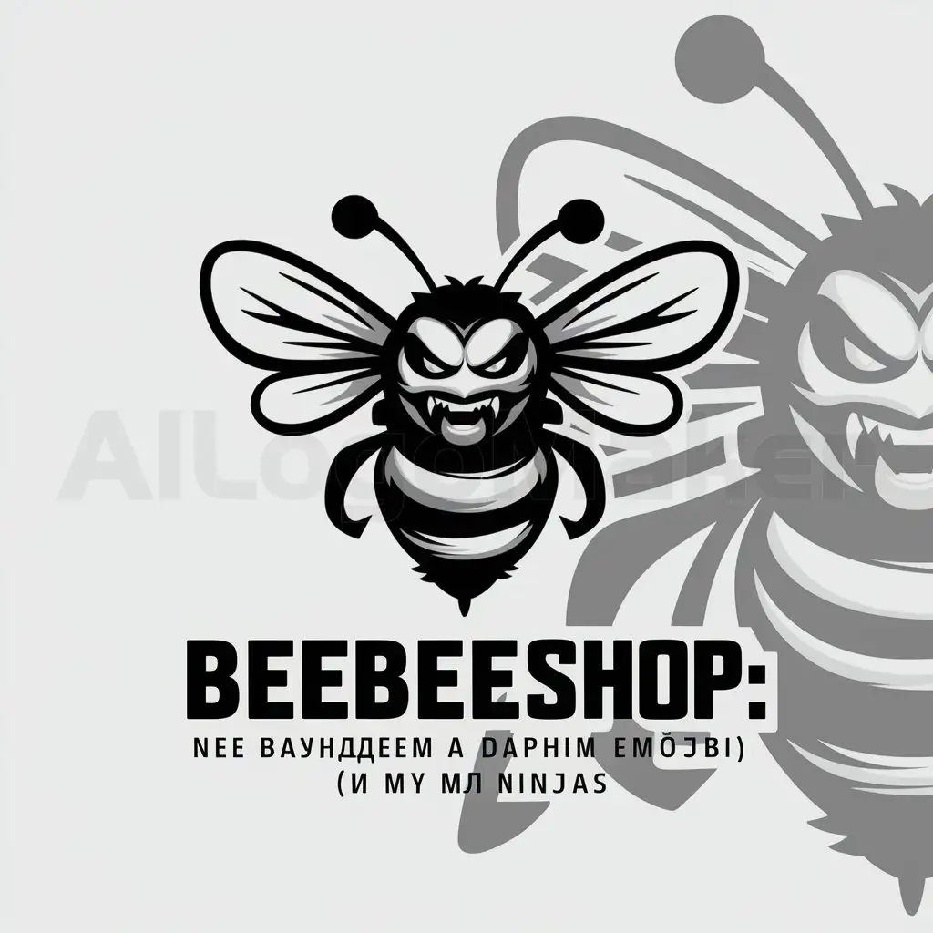 a logo design,with the text "BeeBeeshop не забираем а дарим эмоции,мы ниндзя", main symbol:Mean bee,complex,clear background