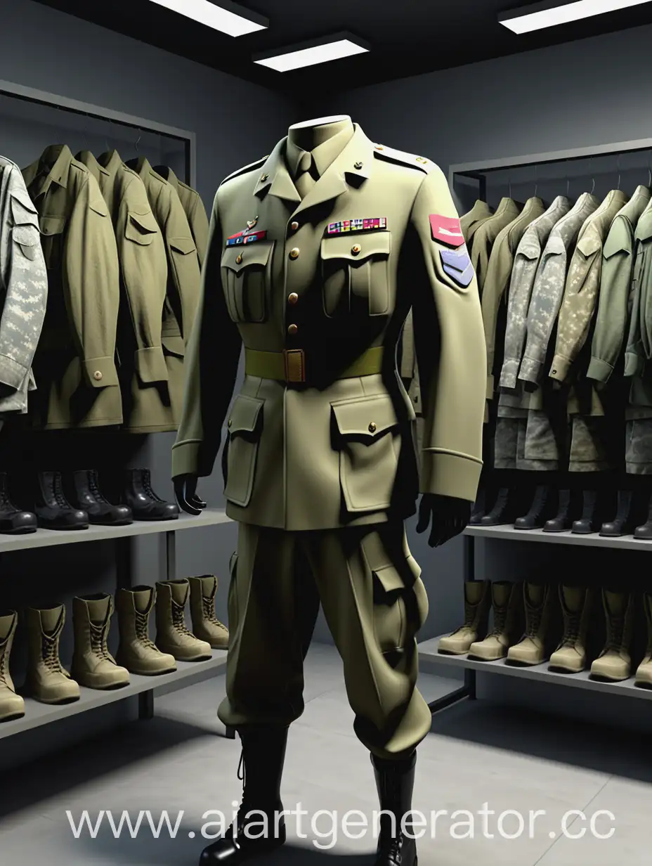 виртуальная коллекция военной одежды, реалистично, 4k