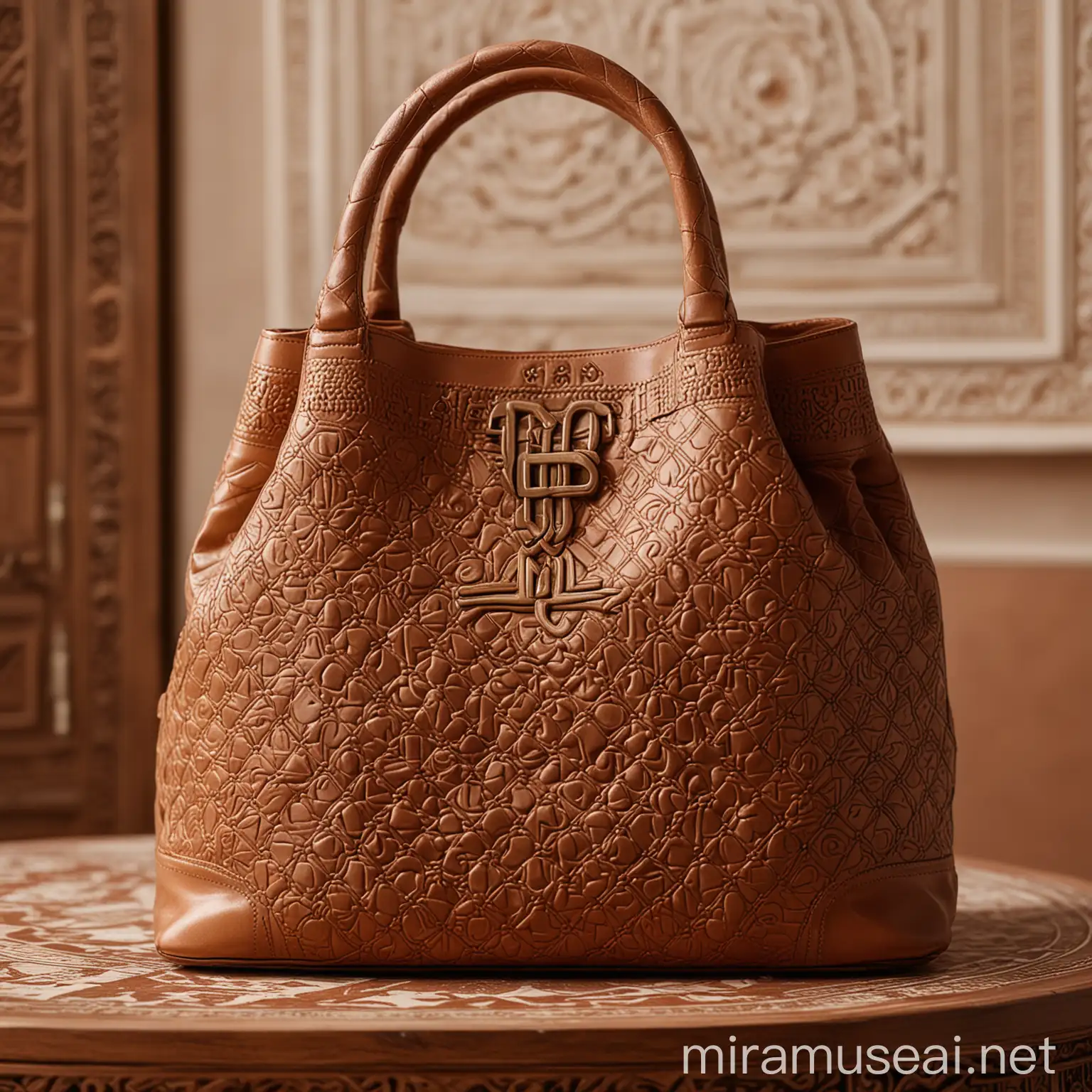 Chic Chanel Leather Sac with Geometric Embossing on MoorishInspired Table