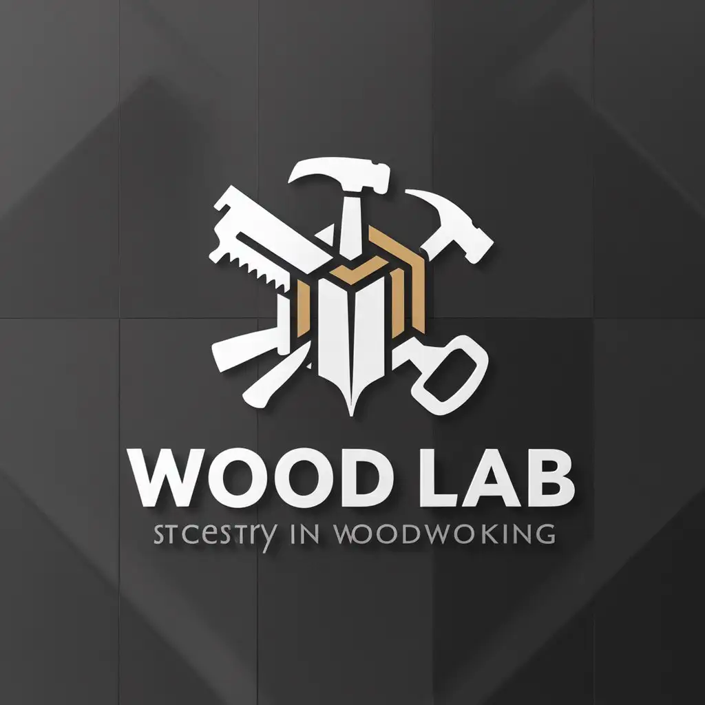  A logo design, with the text 'Wood lab', main symbol:Woodworking, craft tools, lab, wood, complex, can be used in woodworking, clear background