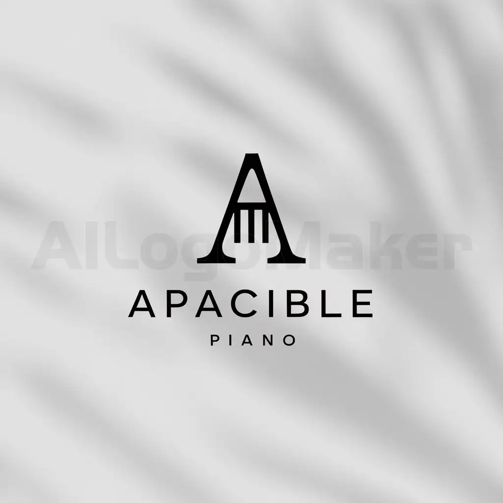 a logo design,with the text "Apacible piano", main symbol:A,Moderate,be used in musica industry,clear background
