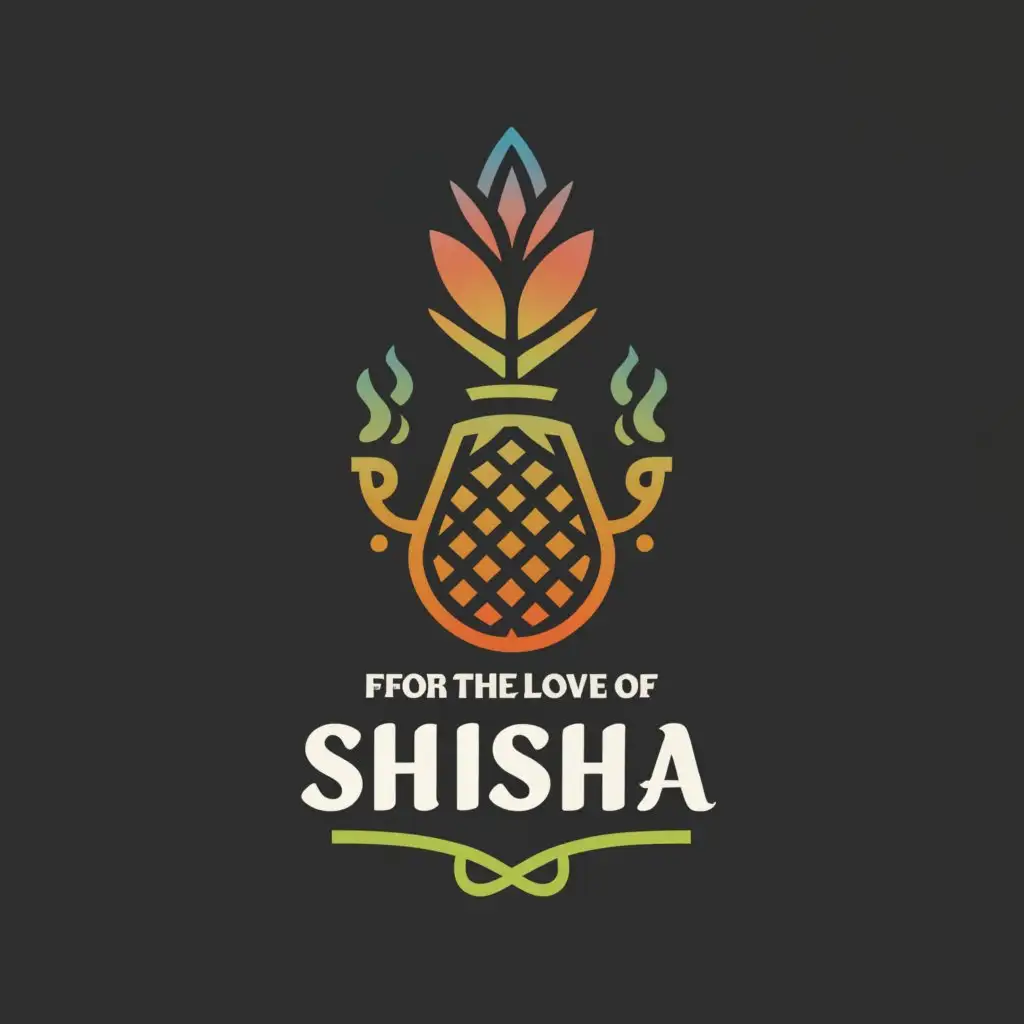 a logo design,with the text "For The Love of Shisha", main symbol:Shisha with smoke and a pineapple head,Moderate,clear background