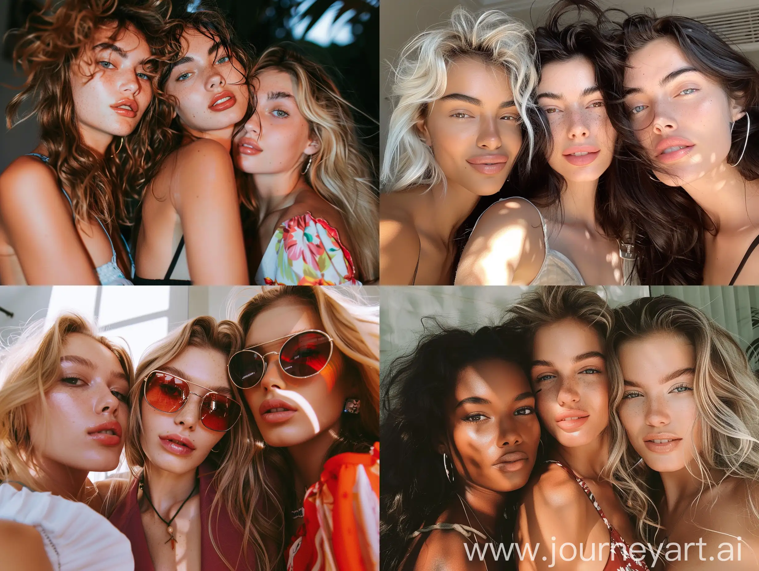 Three-Young-Supermodel-Women-Taking-Aesthetic-Selfie-Together