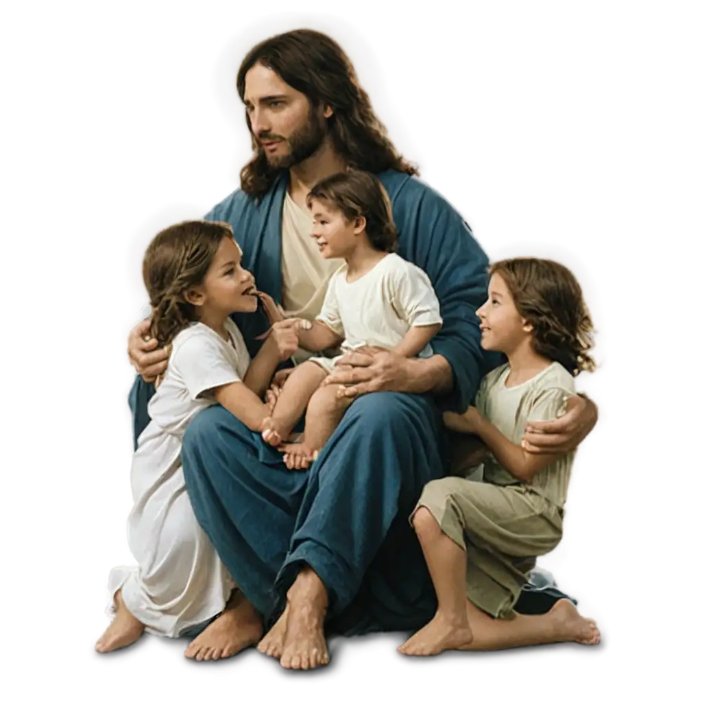 Jesus-with-Children-Heartwarming-PNG-Image-Capturing-Love-and-Compassion