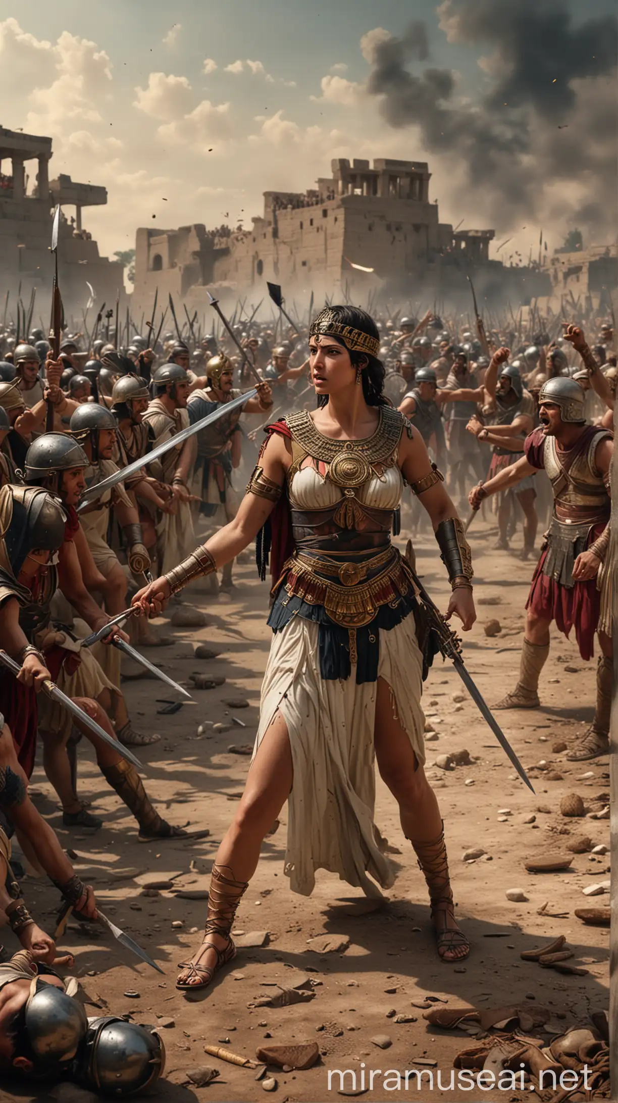 Epic Battle Cleopatra vs Octavians Army Hyper Realistic Art