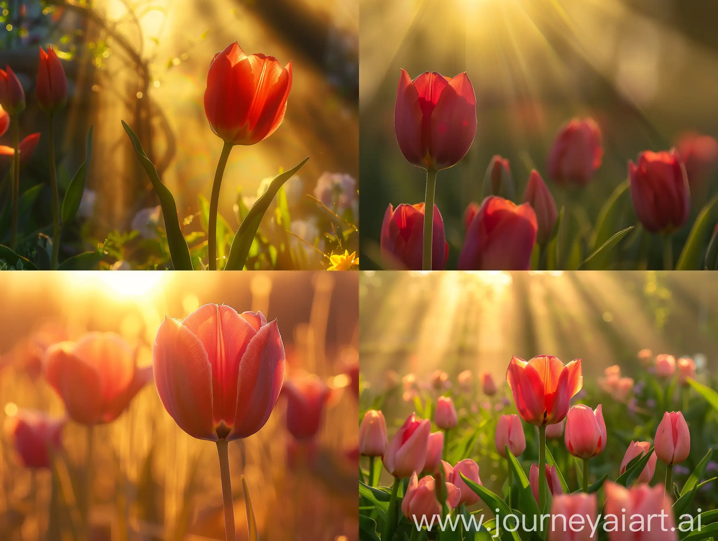 Serene-Tulip-Cherry-Delight-Bathed-in-Golden-Sunlight
