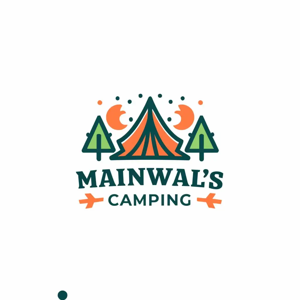 a logo design,with the text "Mainwal's Camping", main symbol:Camp,Moderate,be used in Travel industry,clear background