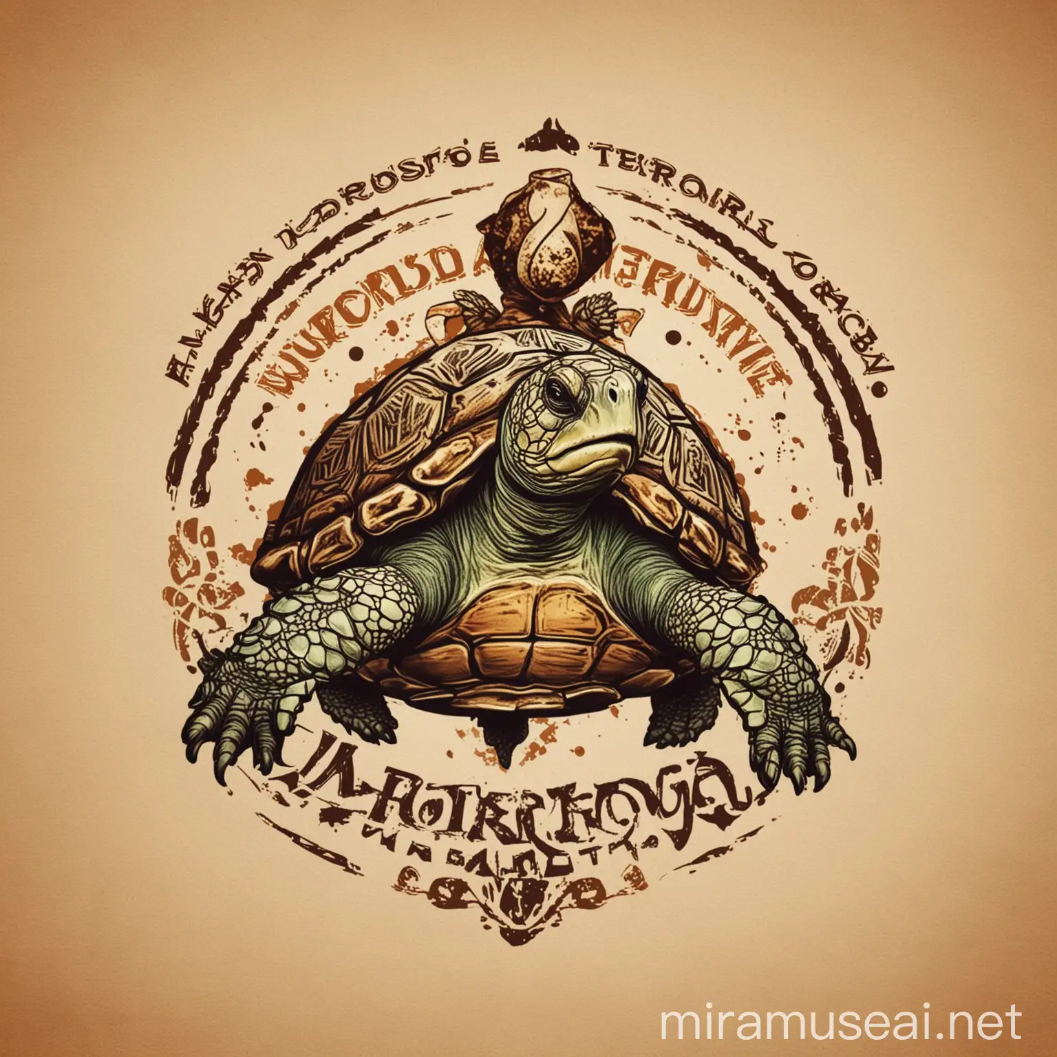 Create the logo of an epic turtle with the word "Morrocoya"