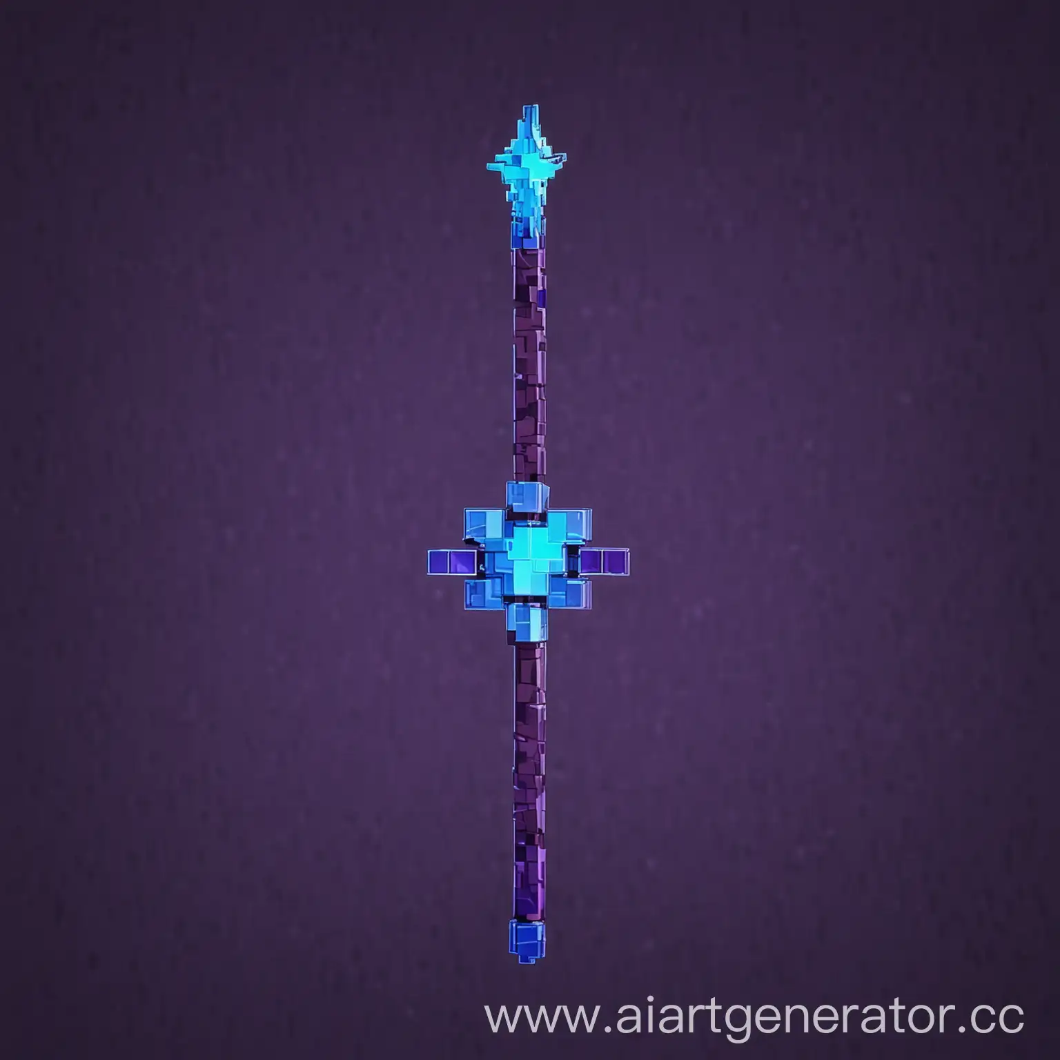 Beautiful-Blue-Staff-on-Dark-Purple-Background-Minecraft-Style-with-Particles