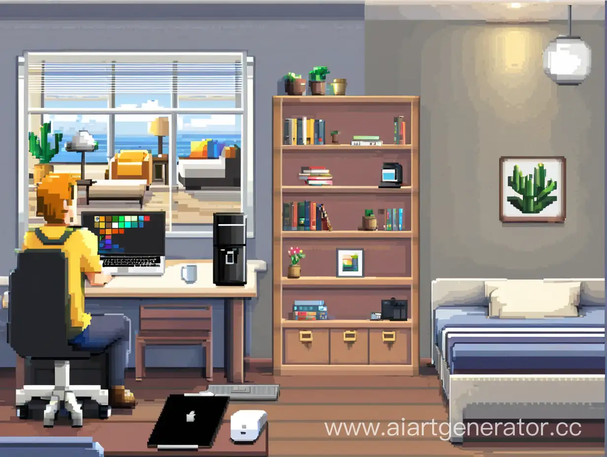 Pixel-Art-Room-with-Laptop-Desk-and-Bed