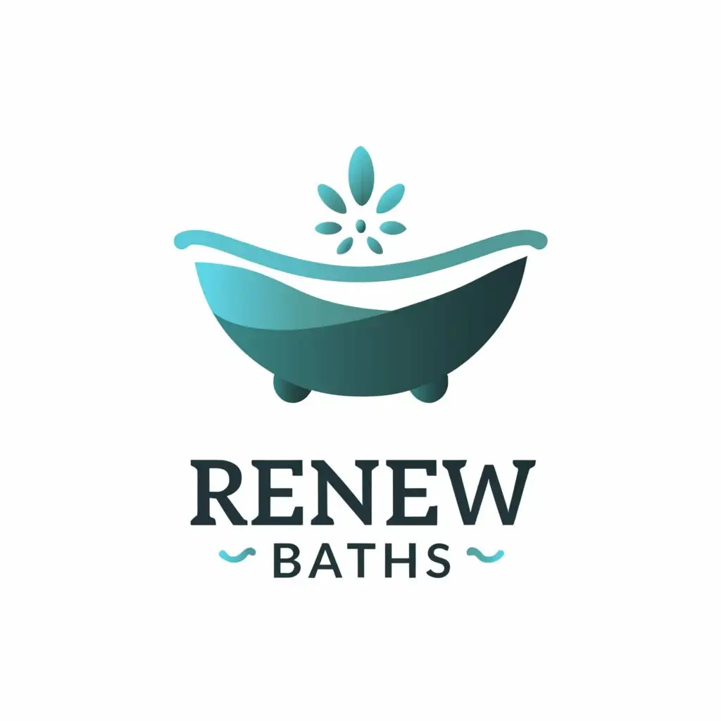 a logo design,with the text "renew baths", main symbol:bath,Moderate,be used in restoration industry,clear background