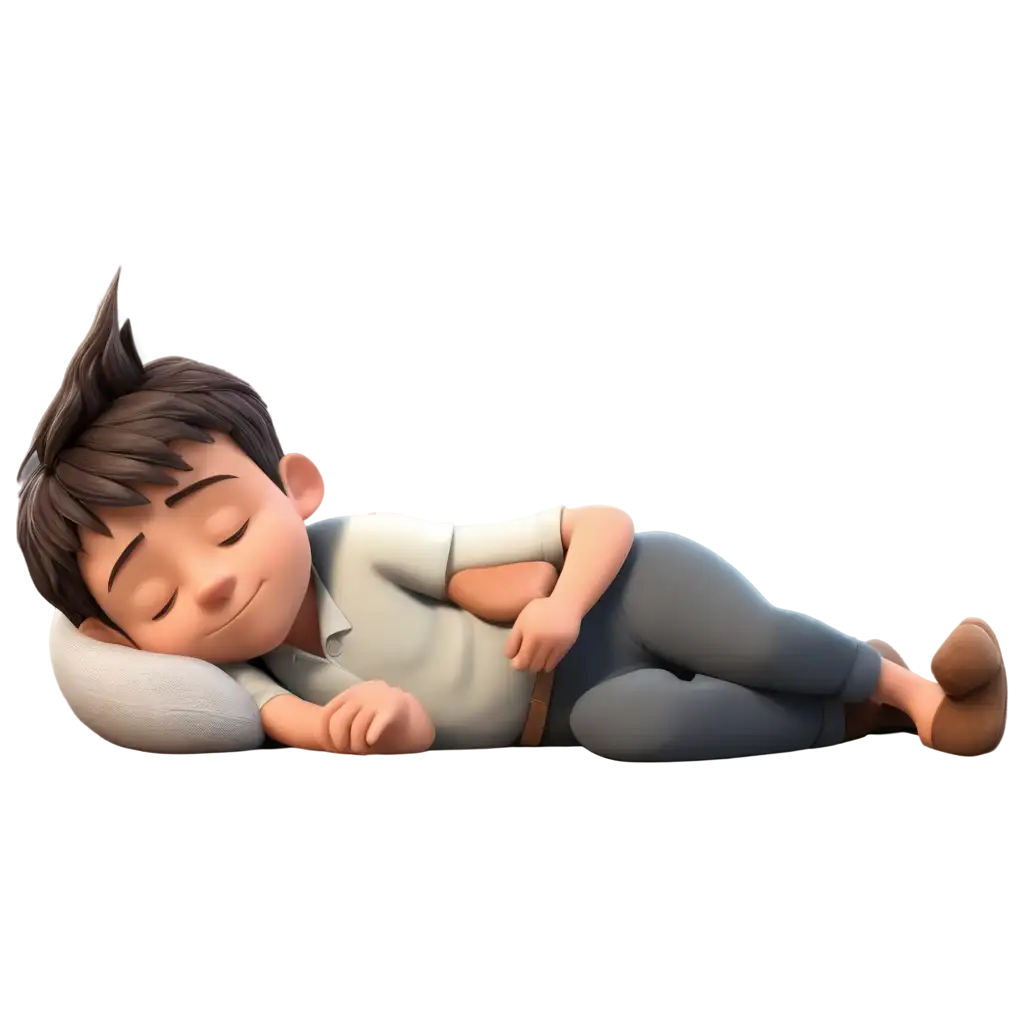 the boy is taking a nap cartoon 3d