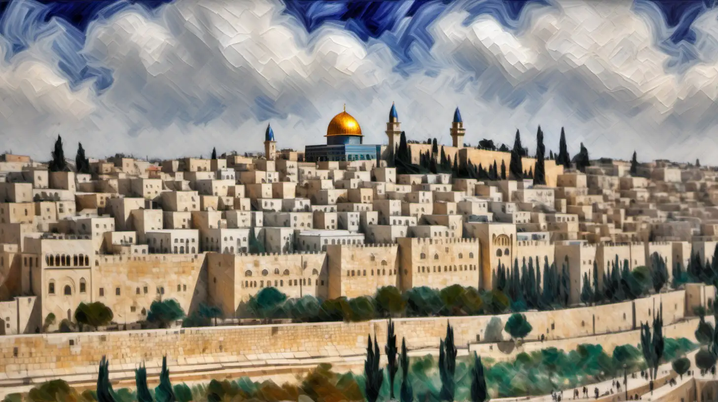 Jerusalem Old City Landscape Painting in the Style of Manet