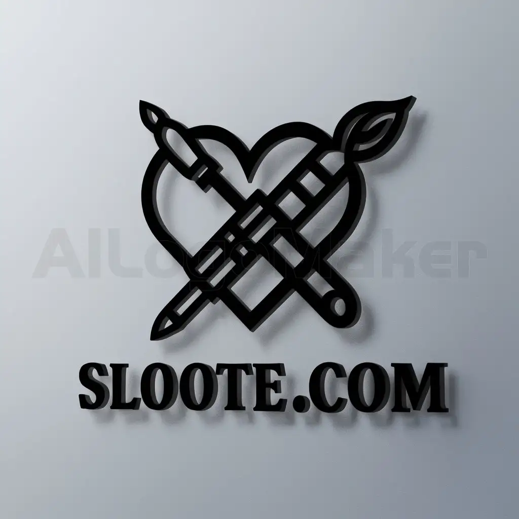 a logo design,with the text "Sloote.com", main symbol:interior and exterior high quality handcrafted arts, crafts and more,heartwithpaintbrushandcarvingtool,Moderate,clear background