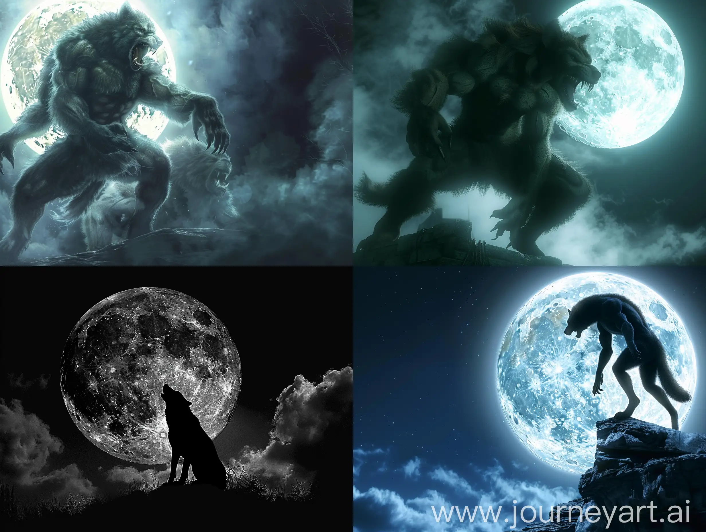 Could you generate an image that includes the element 'full moon' to represent the coming of werewolves?
