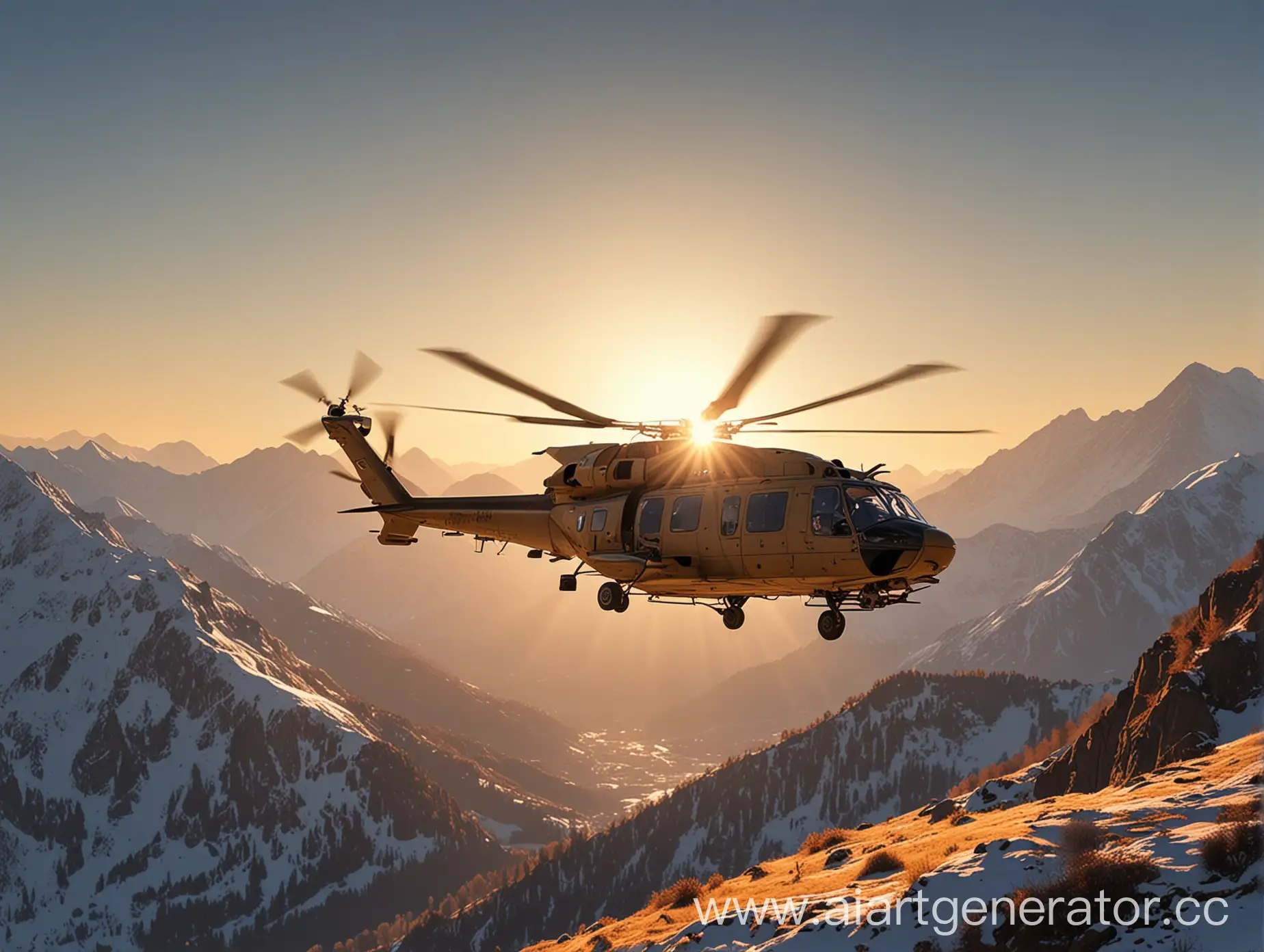 Вектор вертолета М-8, горы солнце