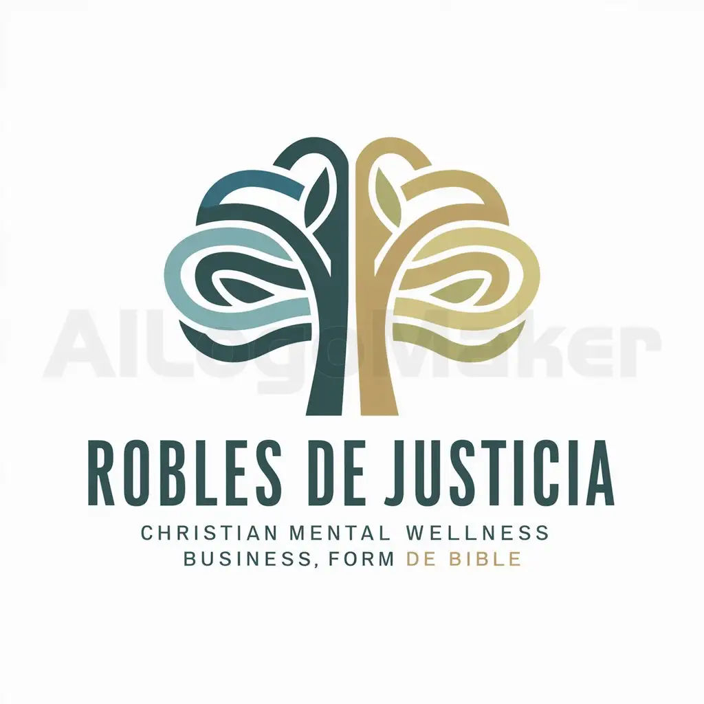 a logo design,with the text "Robles de Justicia", main symbol:Logo Design Brief I need a logo design for a new Christian mental wellness business. The phrase 'Robles de Justicia' comes straight from the Bible. In English it means 'Oaks of Righteousness.' I'm not completely set on colors just yet for our brand, so, I'm open. I've attached a color palette that I like. The final design should communicate safety, wellbeing, freedom, hope and peace. I'd love to see Oaks and the mind/brain incorporated into the design.,Moderate,be used in Religious industry,clear background