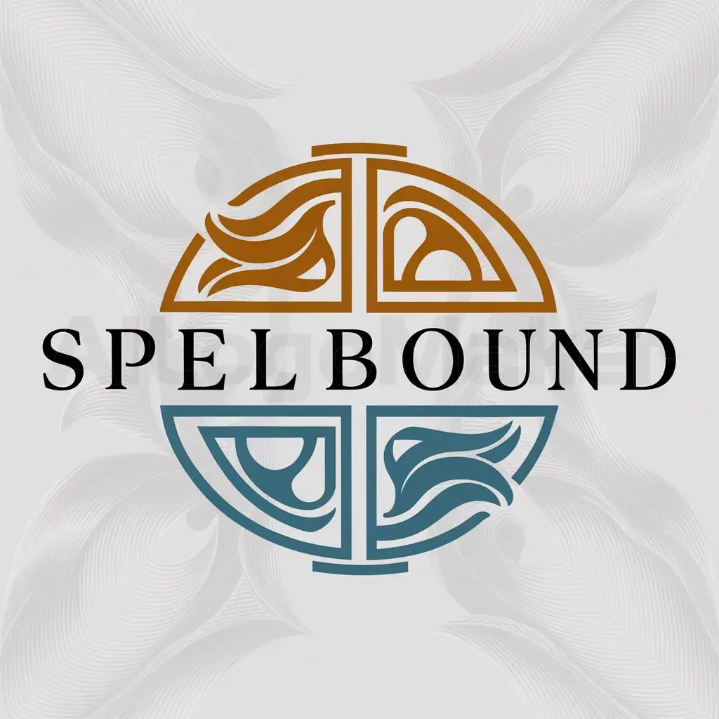 a logo design,with the text "Spellbound", main symbol:4 elements intertwined: fire, water, earth, air,Moderate,clear background