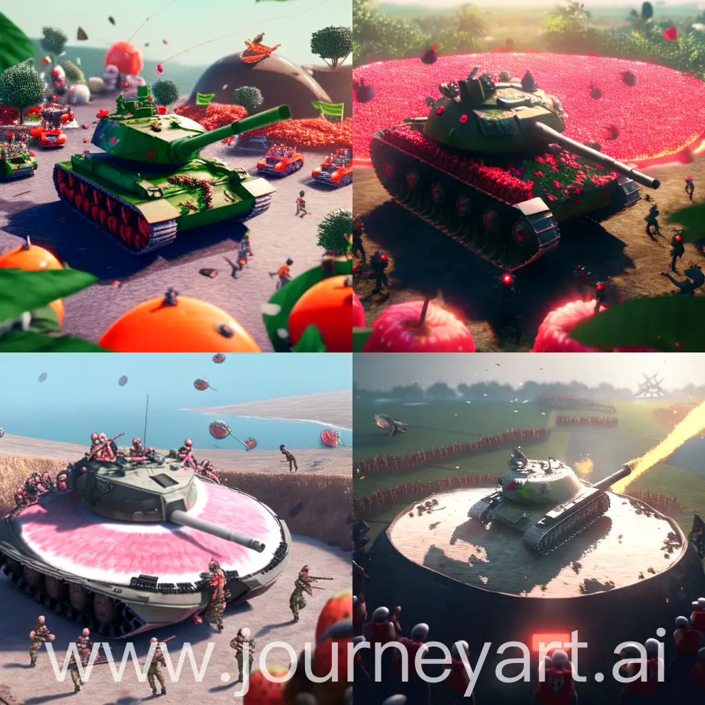 Watermelon-War-Tank-with-Soldiers-Photorealistic-CG-Society-Contest-Winner