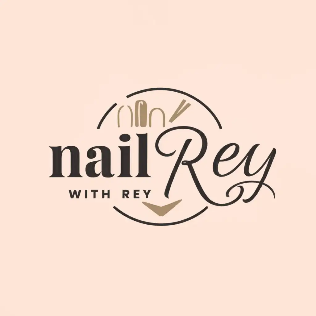 a logo design,with the text "nail with rey", main symbol:nail design color,Moderate,be used in Beauty Spa industry,clear background