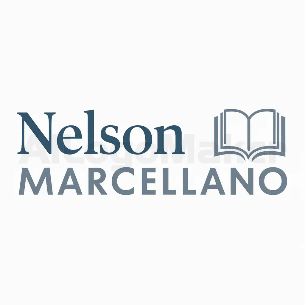 a logo design,with the text "NELSON MARCELLANO", main symbol: BOOK ,Moderate,be used in Education industry,clear background