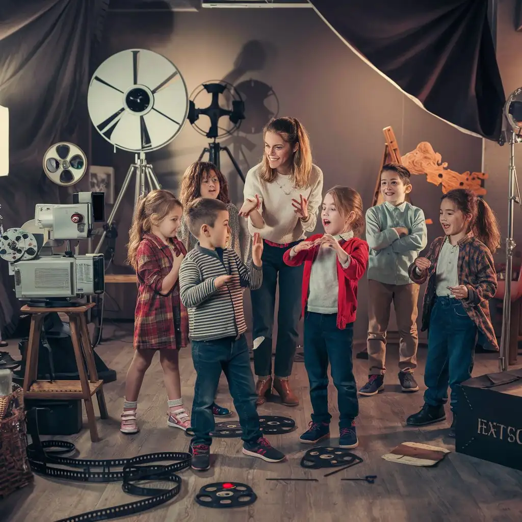 Children-Learning-Acting-Craftsmanship-in-Film-Studio