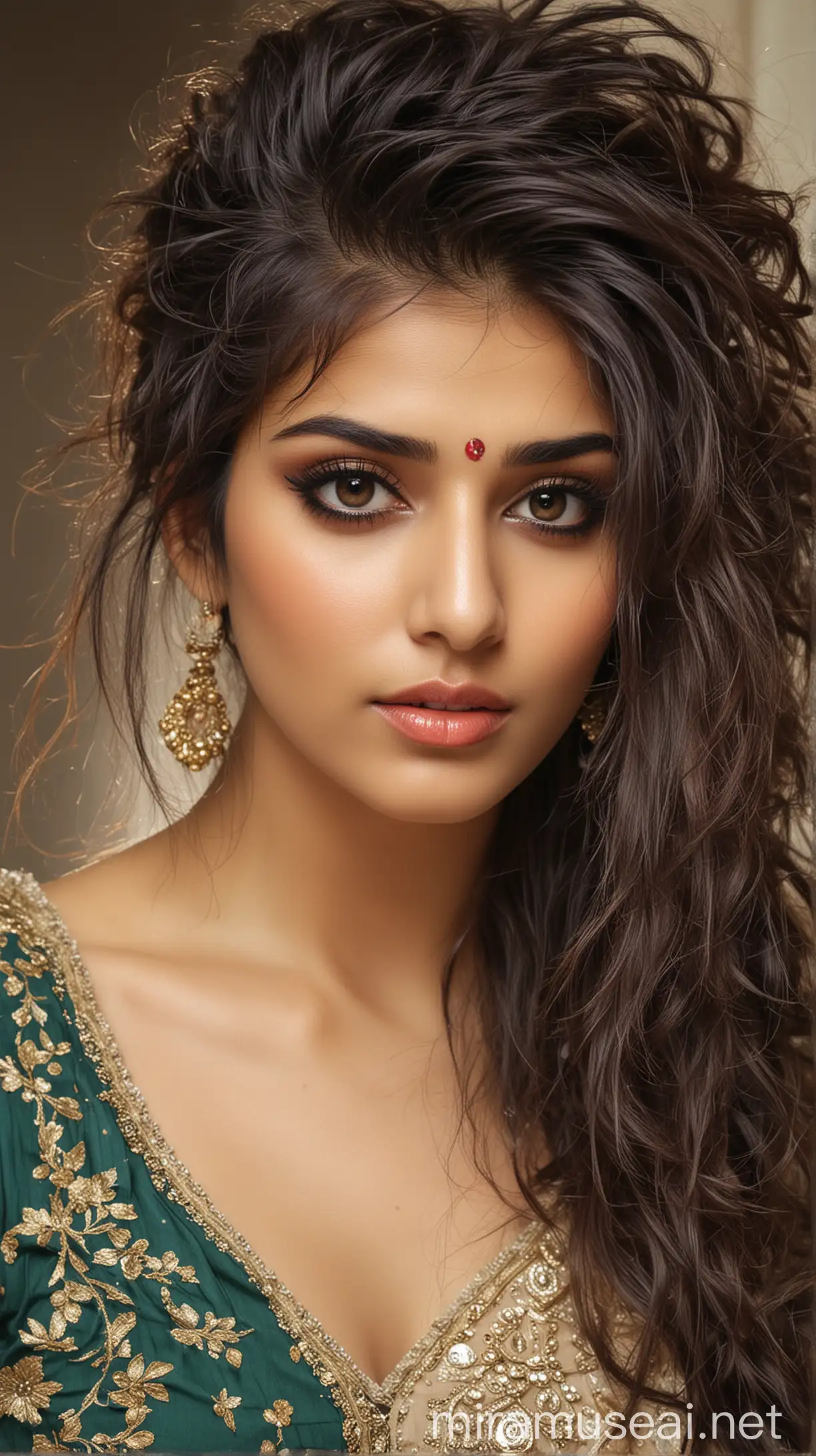 Exquisite Pakistani Model with Indian Makeup and Messy Hair