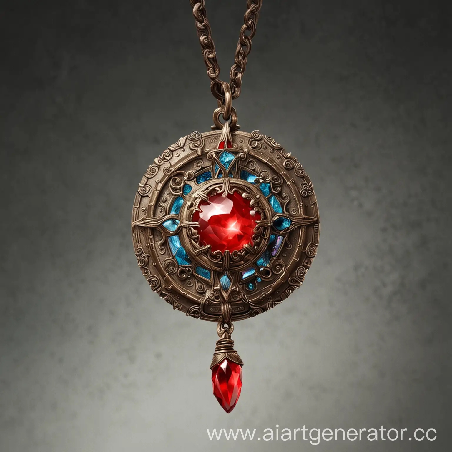 Enchanted-Amulet-of-Power-Glowing-in-Mystic-Aura