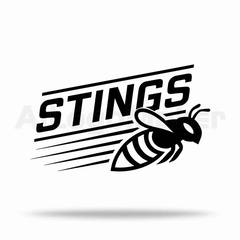 a logo design,with the text "stings", main symbol:sting bee,Minimalistic,be used in Sports Fitness industry,clear background