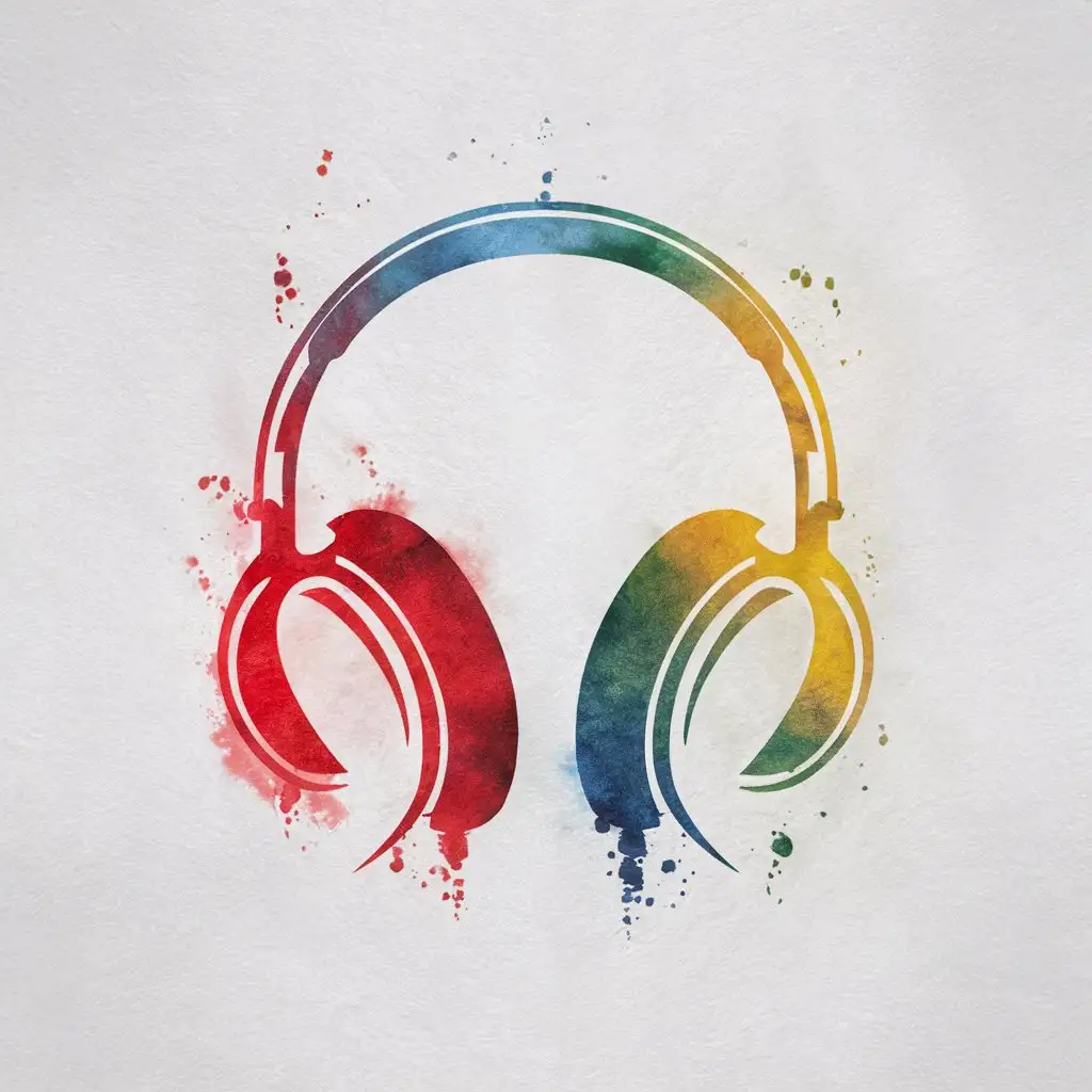 Colorful Abstract Watercolor Headphones Art