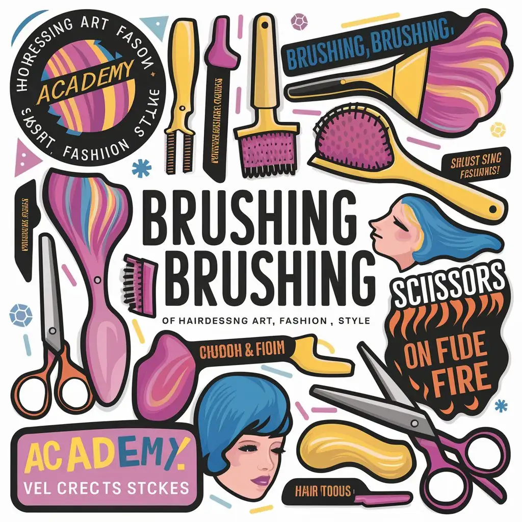 Barbering-Art-Stickers-Fashionable-Style-with-Bright-Brushing-and-Scissors