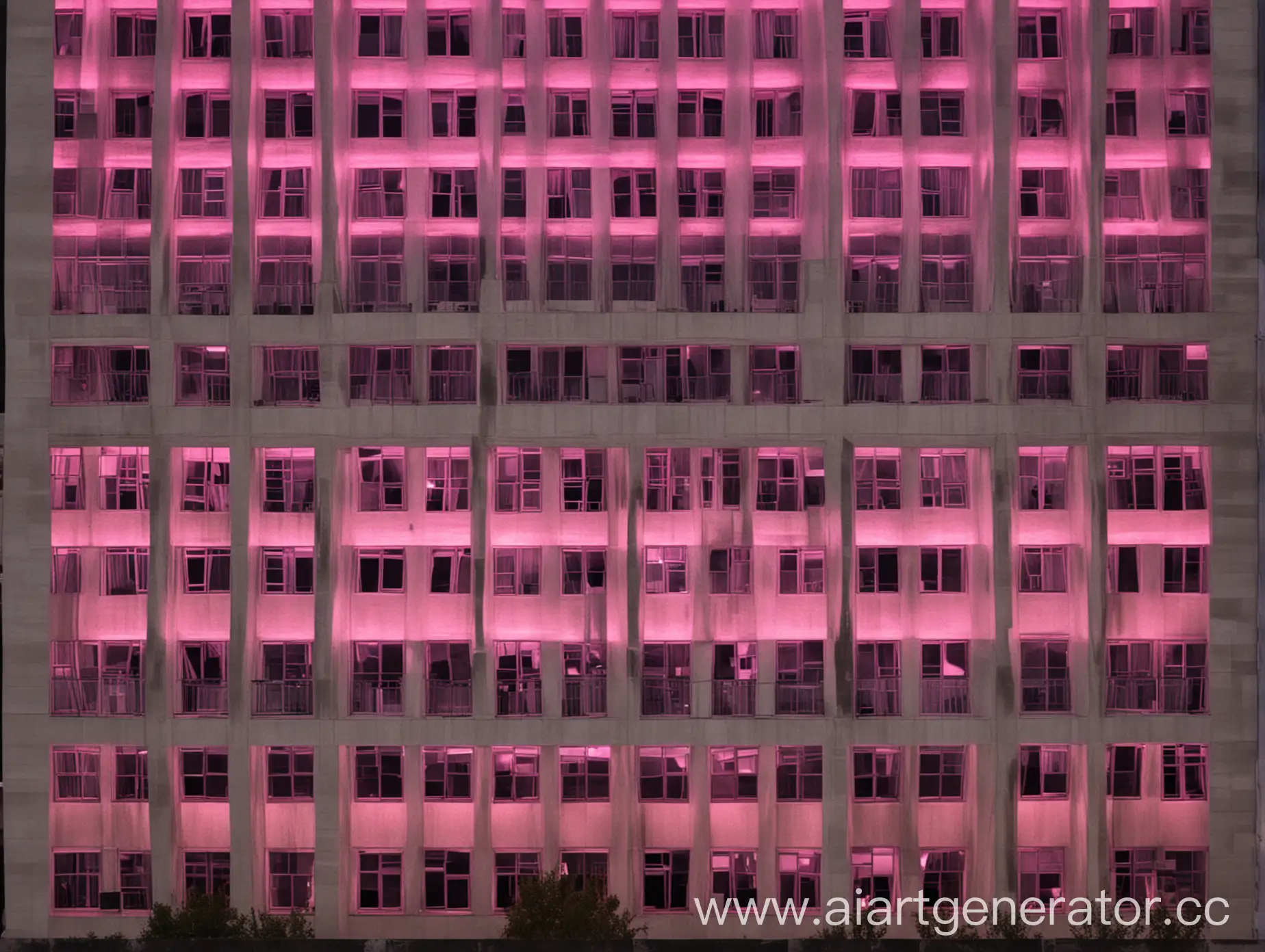 Urban-Night-Scene-Glowing-Pink-Windows-Illuminate-MultiStory-Building