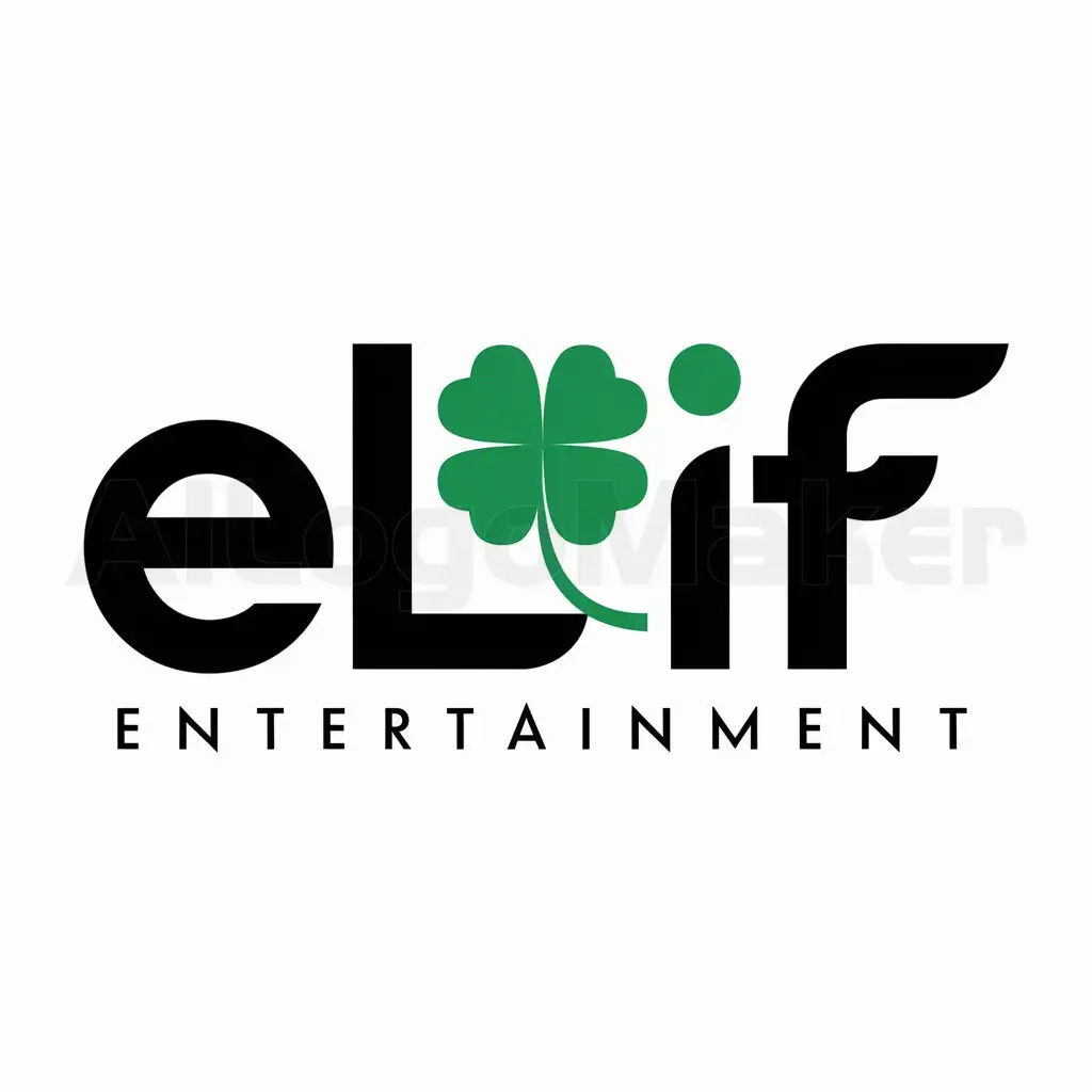 a logo design,with the text "Elif", main symbol:using Google Translate to translate from Kazakh to English: 
unfold after four
,Moderate,be used in Entertainment industry,clear background