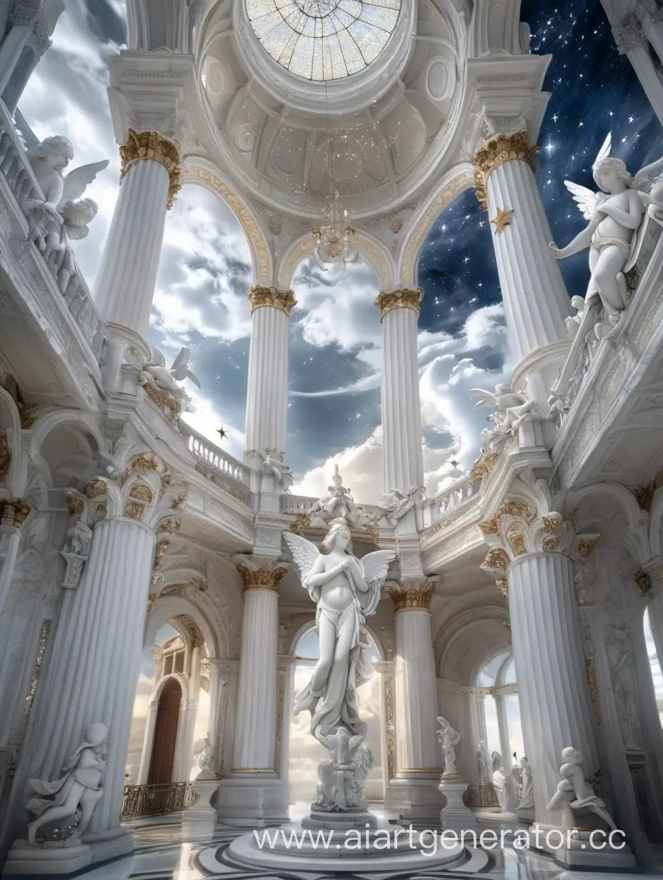 Moonlit-White-Palace-with-Angel-Statues-and-Stained-Glass