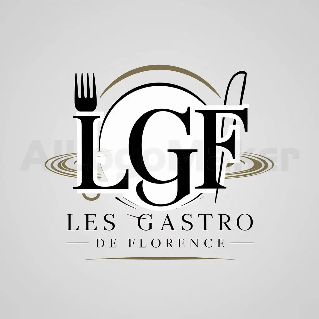 a logo design,with the text "les gastro de florence", main symbol:LGF,Moderate,be used in Restaurant industry,clear background