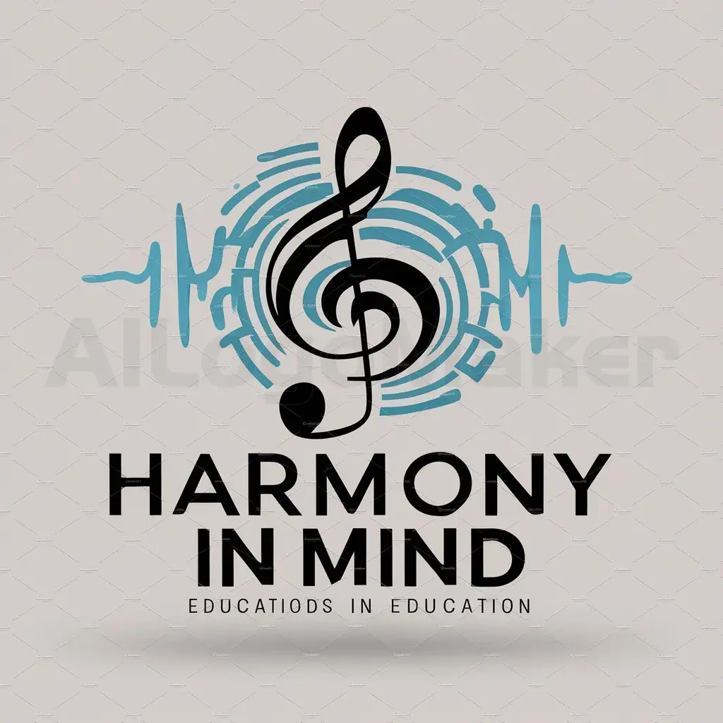 a logo design,with the text "Harmony in Mind", main symbol:musical elements, something to do with mindset or the mind and also something relating to harmony, peace towards a path.,Moderate,be used in Education industry,clear background