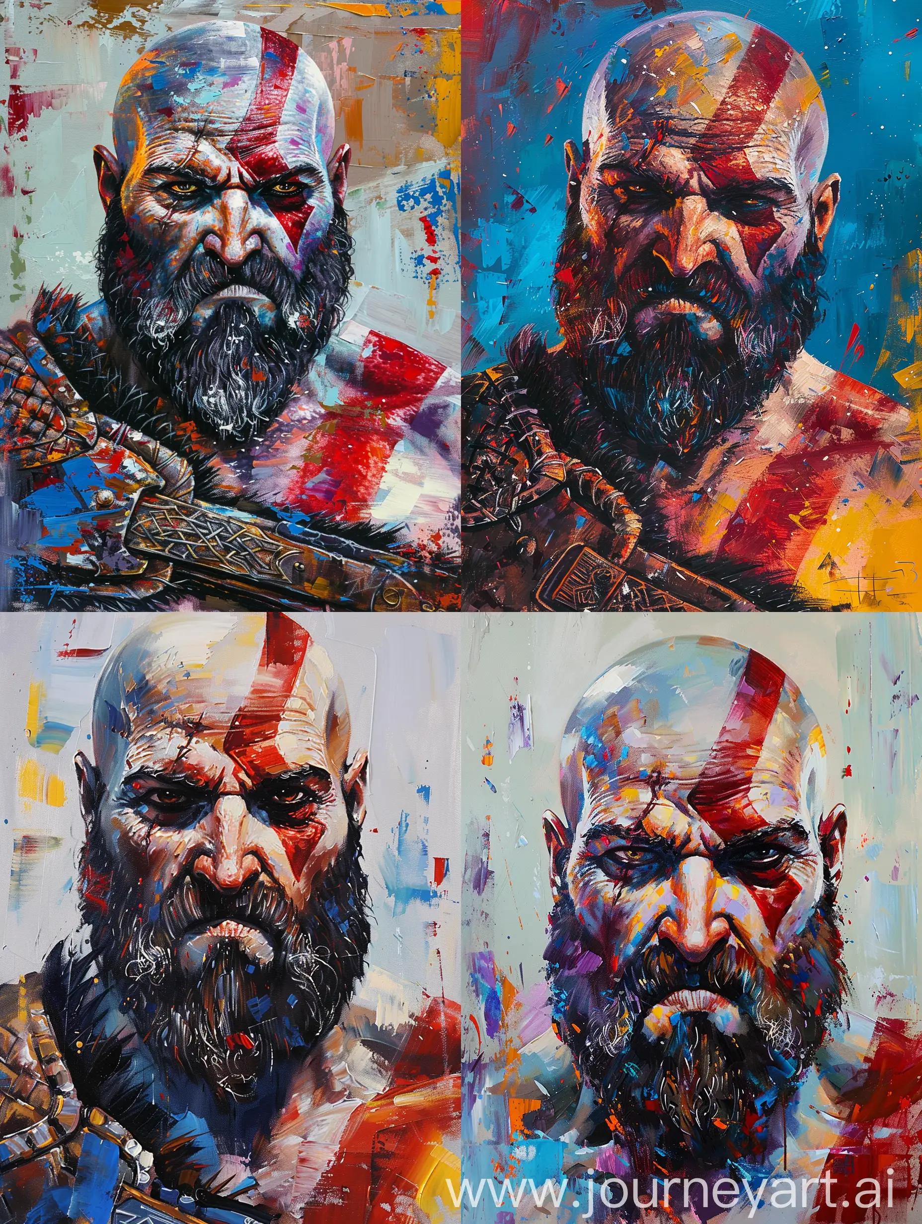 Kratos-from-God-of-War-in-Star-Wars-Style-Vibrant-Oil-Painting-with-Visible-Brush-Strokes