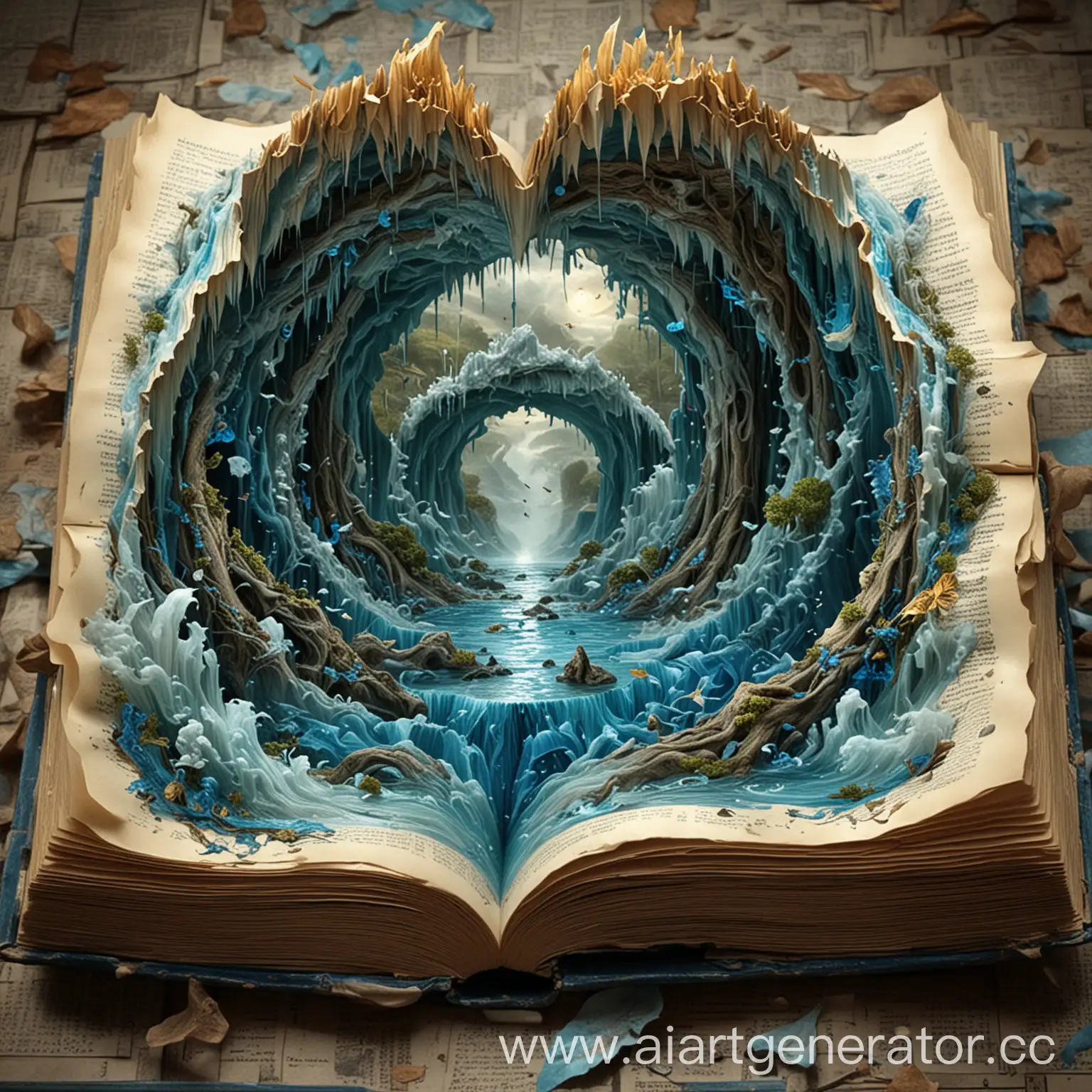 Azure-Streams-of-Magic-Art-Fantasy-Flowing-from-Unfolded-Book