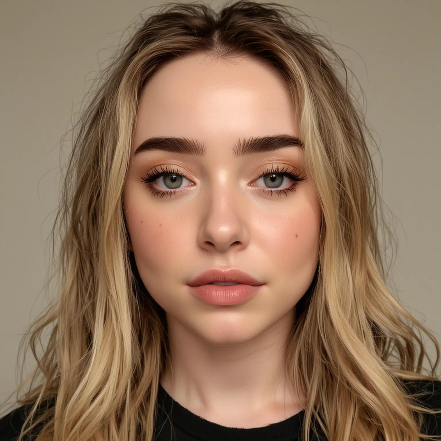 Sabrina Carpenter Portrait Without Makeup and Neutral Expression