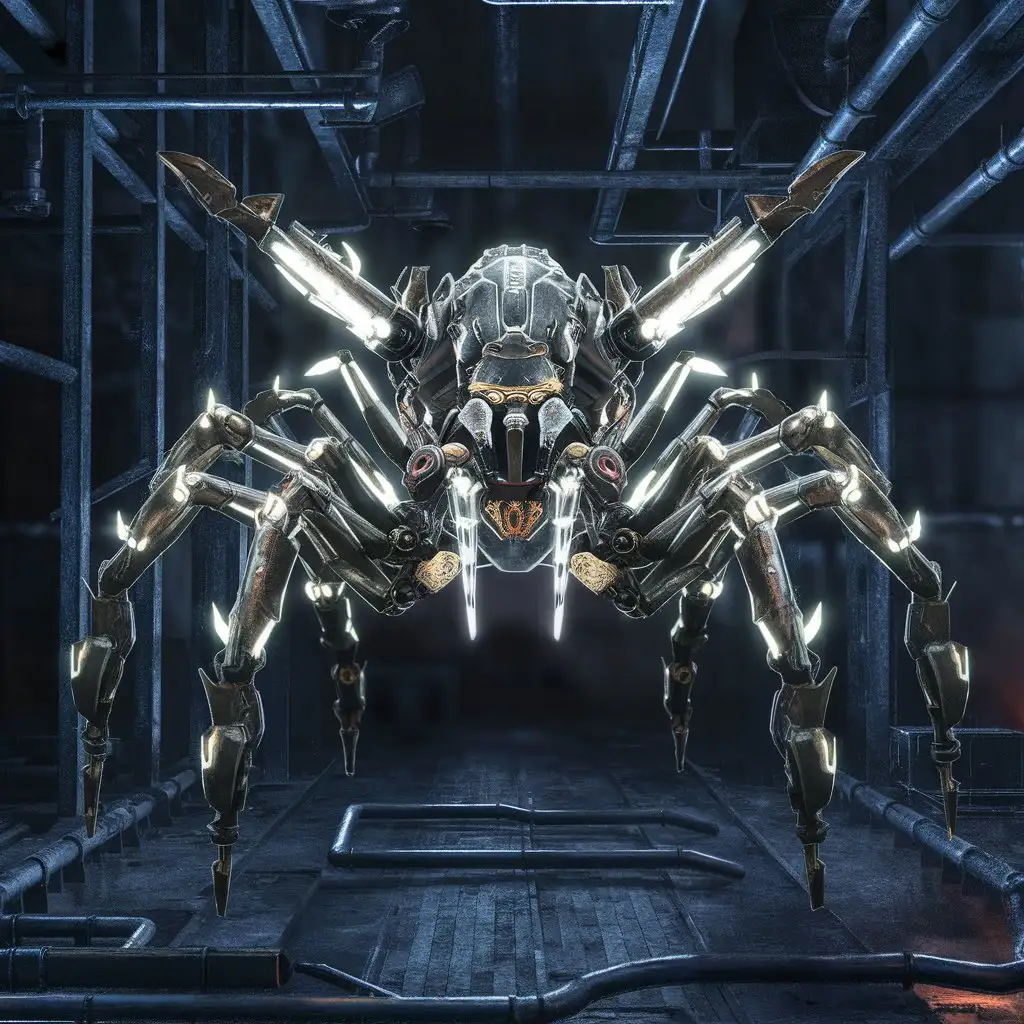 Mechanical-Spider-Robot-in-Industrial-Setting