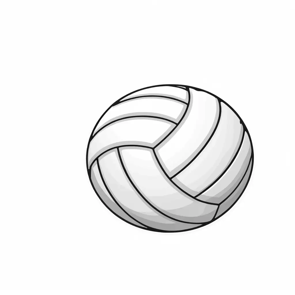 Simple White Volleyball Ball Clipart on White Background