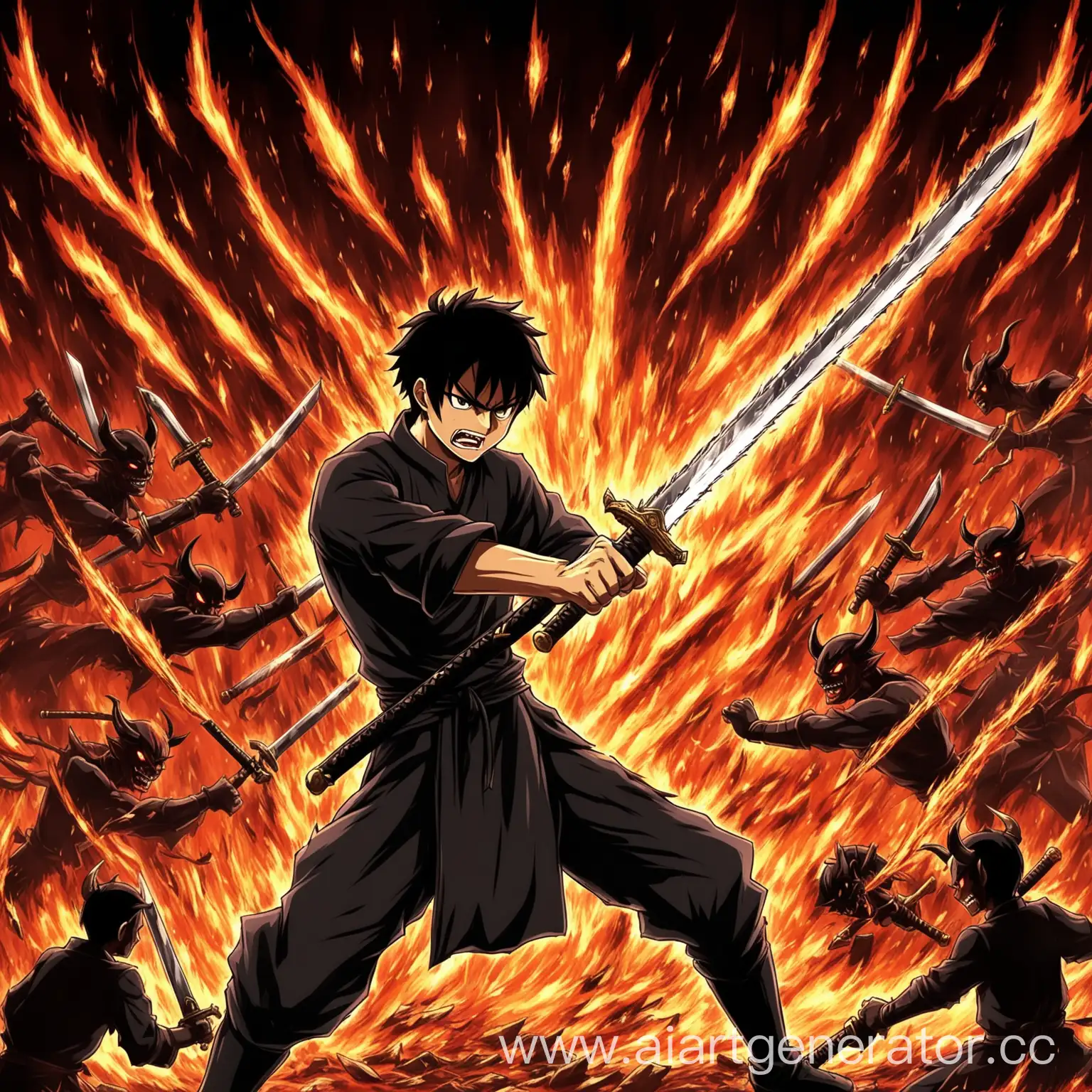 Anime-Swordsman-Using-Fire-Strike-to-Battle-Demon