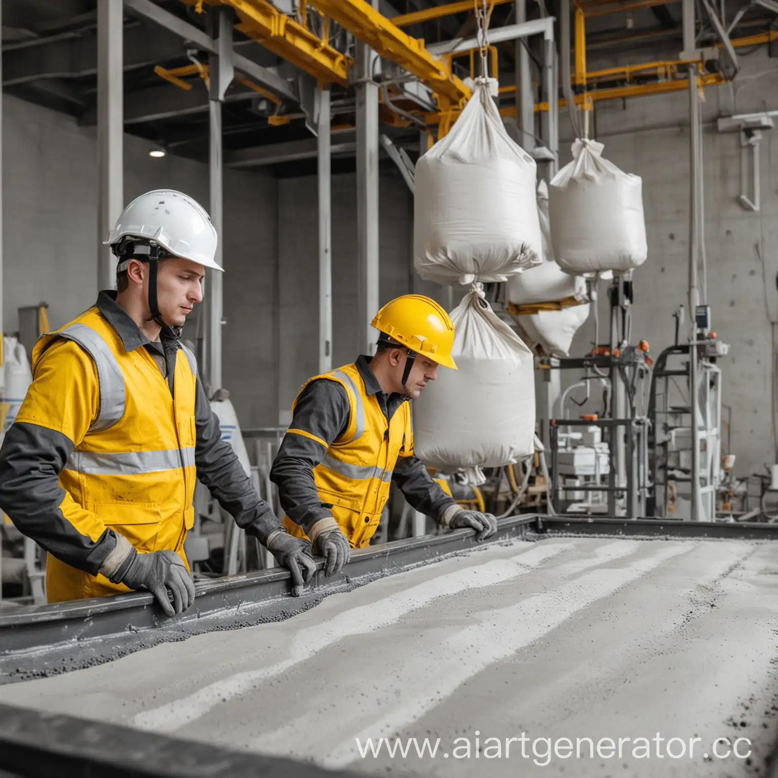 Worker-Operating-Cement-Bags-Conveyor-Line-in-YellowBlackWhite-Manufacturing-Setting